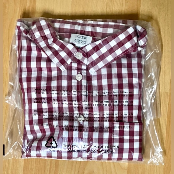 J. Crew Maroon & Ivory Gingham Shirt/cotton-blend/signature fit/size M - Picture 5 of 7